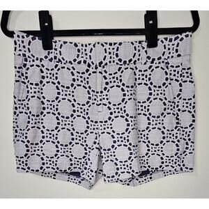 Banana‎ Republic Size 4 Geometric Circle Printed Cotton Shorts Navy Blue White